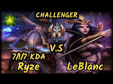 Takeshi (RYZE) vs LEBLANC - 7/1/7 KDA MID CHALLENGER GAMEPLAY - BR