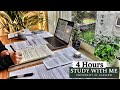 4 HOUR STUDY WITH ME Background Noise Rain Sounds 10 Min Break No Music