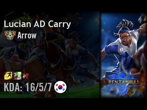 Lucian AD Carry vs Ezreal - Arrow - KR Challenger Patch 6.8