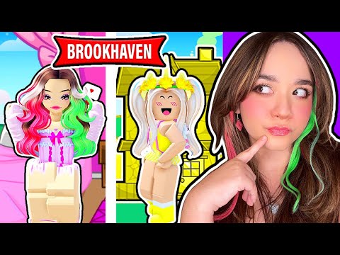 24 HOURS in a PINK VS YELLOW Brookhaven WORLD! ft. Sanna