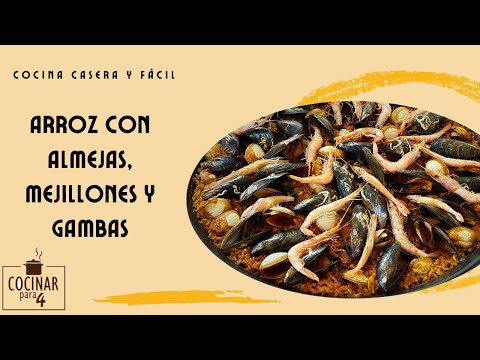 Rice with clams, mussels and prawns