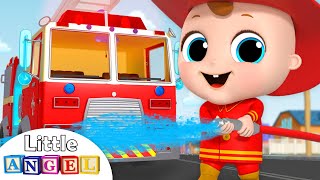 Firefighter and Fire Truck to the Rescue! | Firetruck Song | Nursery Rhymes by Little Angel