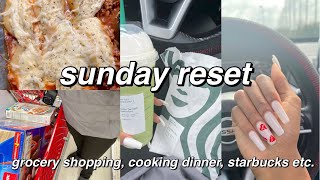 sunday reset: grocery shopping, getting gas, starbucks, cooking dinner | Curlyhead Jas