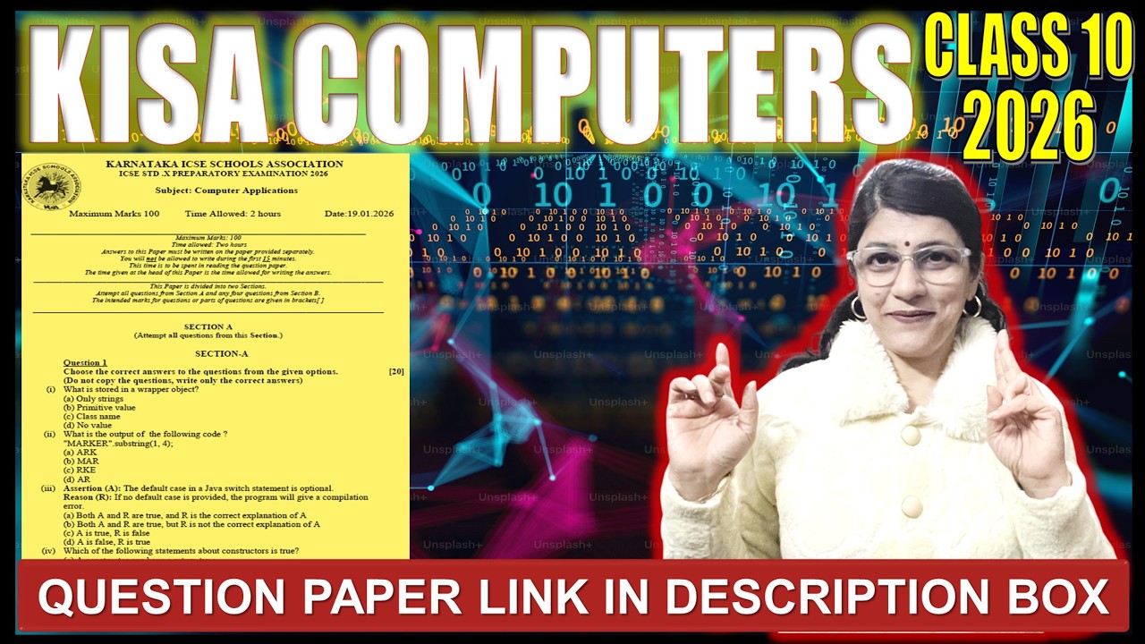 KISA COMPUTER APPLICATIONS PREPARATORY EXAMINATION 2026 | ICSE CLASS 10