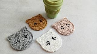 Adorable Crochet Cat Coasters 🧶🐱 | DIY Handmade Gift Idea!
