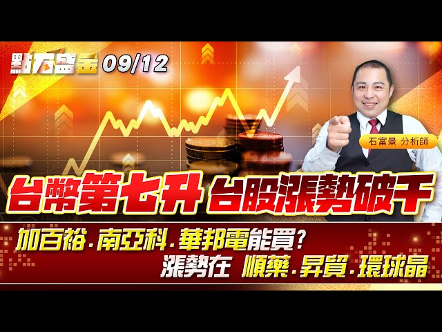 台幣第七升 台股漲勢破千 #加百裕 #南亞科 #華邦電 能買?漲勢在 #順藥 #昇貿 #環球晶 《點石盛金》石富景