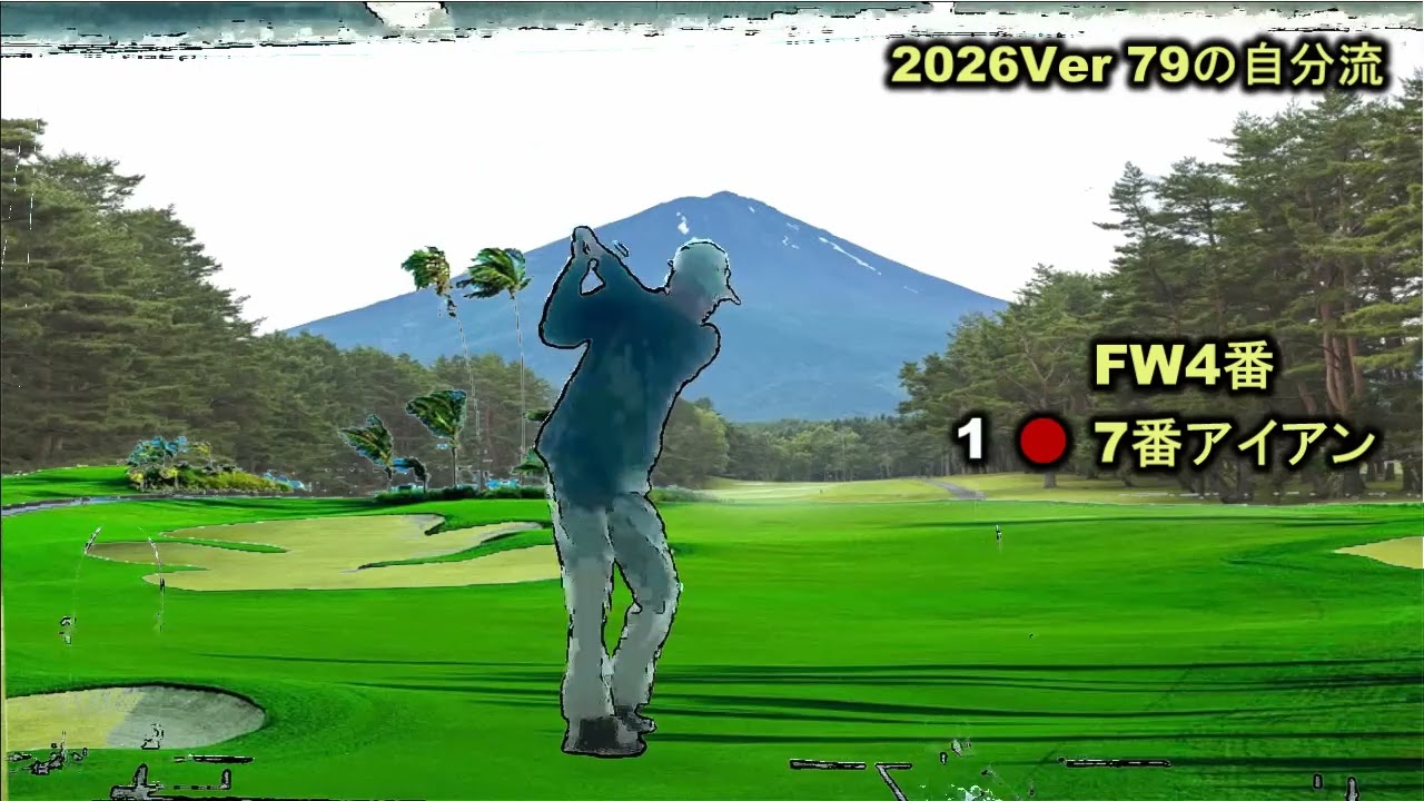 後方撮影 安定スイングFW4番、7番アイアン　2026-79歳の自分流