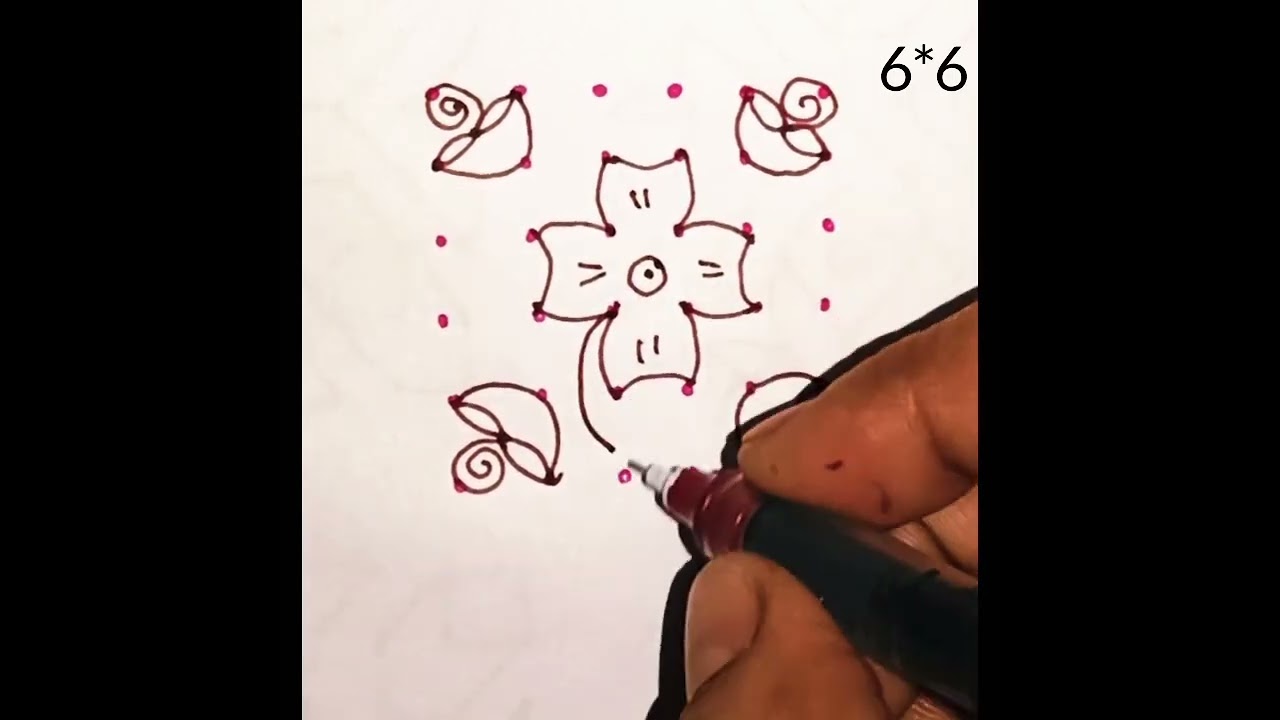 6*6 Dots rangoli small kolam easy muggulu