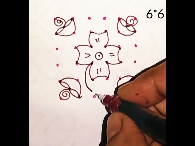 6*6 Dots rangoli small kolam easy muggulu