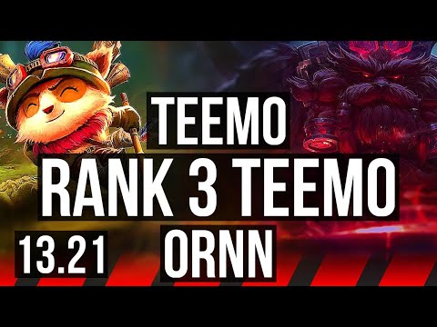 TEEMO vs ORNN (TOP) | 8/0/5, Rank 3 Teemo, 4.7M mastery, 600+ games | NA Grandmaster | 13.21