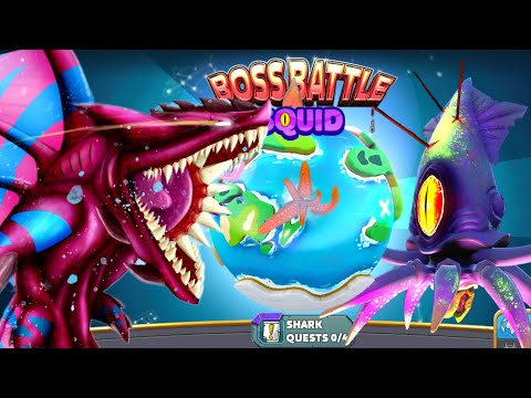 BIG BUZZ SHARK VS COLOSSAL SQUID BOSS (BOSS BATTLE) GIANT MONSTER SEA HUNGRY SHARK WORLD GAMEPLAY