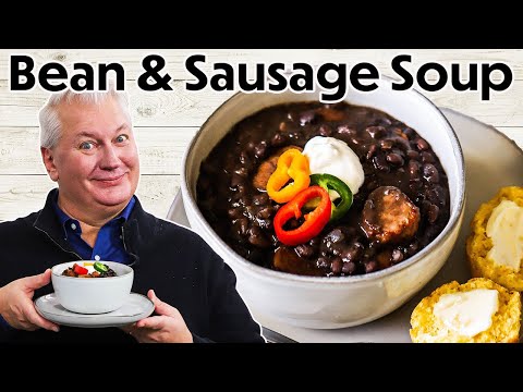 THE BEST Black Bean and Andouille Sausage Soup 🍜🔥