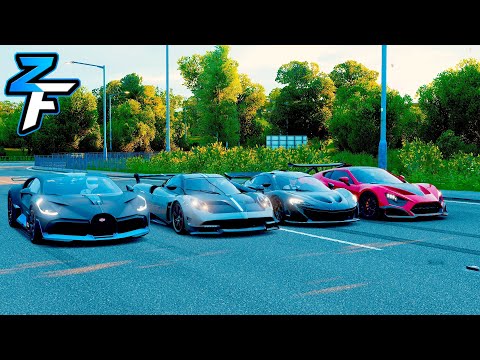 Zenvo TSR-S vs Bugatti Divo vs Pagani Huayra BC vs McLaren P1 Drag Race | Forza Horizon 4