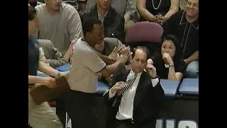 Jeff Van Gundy accidentally hit by Hue Hollins (referee) | 1996 NBA Pl