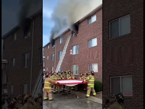 Witnesses at a Branson apartment filmed the moment firefighters caught a baby on a rescue trampoline