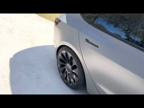 2022 Tesla Model 3 Performance wrapped satin Nardo grey H&R springs lowered, Spacers update
