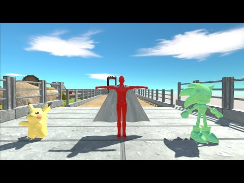 SONIC GREEN AND SAITANA RED VS PIKACHU WHITE DEATH RUN - Animal Revolt Battle Simulator