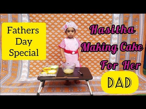 2years old baby making cake for her Dad on the occasion of Father's day | Cake Recipe by baby