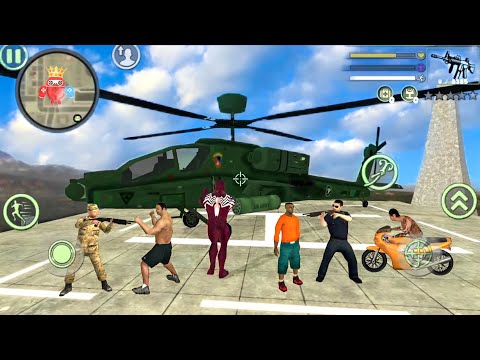 Venom Spider Rope Hero Vice Town - Military Helipad and Gangsters - Android Gameplay