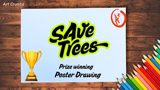Save trees save life poster|Van mahotsav poster drawing| Easy Tree Plantation Poster School Project