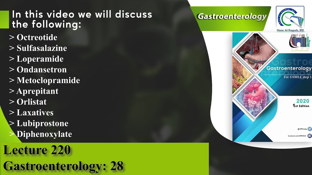Sulfasalazine | Loperamide | Ondansetron | Aprepitant | Orlistat | Laxatives | Diphenoxylate