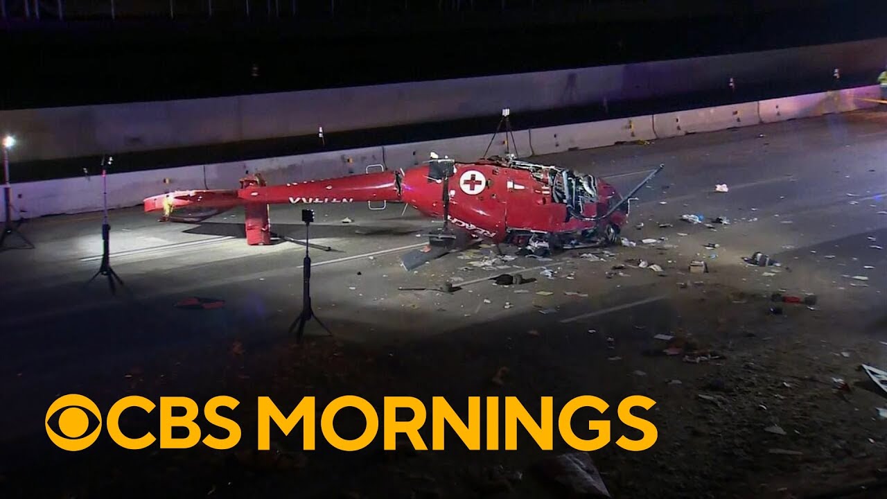 Dramatic video shows medical helicopter falling onto Sacramento freeway
