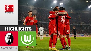 Download the video "Goal festival at Breisgau | SC Freiburg - VfL Wolfsburg 3-2 | Highlights | MD 14 – Bundesliga 24/25"