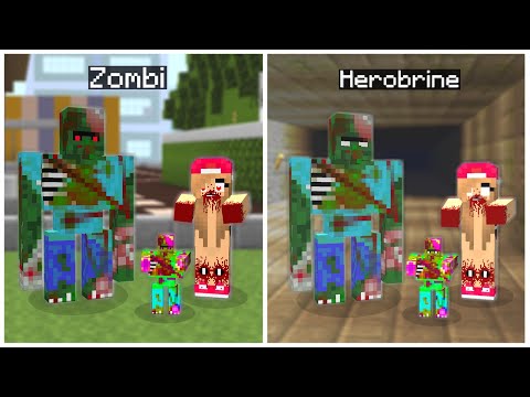 THE ZOMBIE KING AND FAMILY TURNED INTO HEROBRINE! 😱 - Minecraft