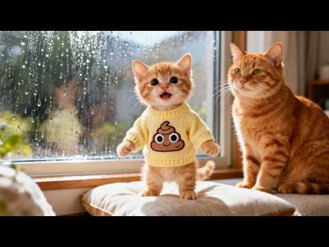 Mama Cat and Unku Kitten Bake Quiche and Knit on a Rainy Day ☔雨の日にママキャットとウンクー子猫がキッシュを焼いて編み物をする日