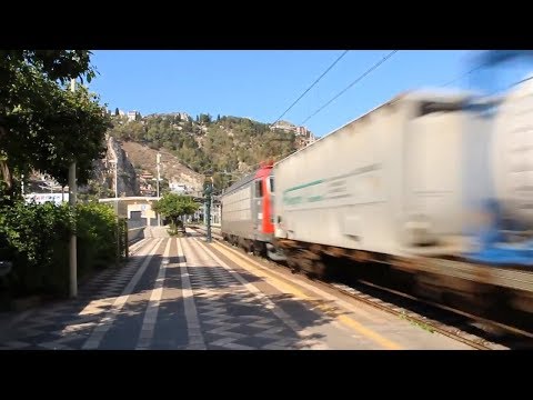 COLPACCI alla stazione di TAORMINA-GIARDINI ! (E652 livrea MIR, Merci...) 1/2