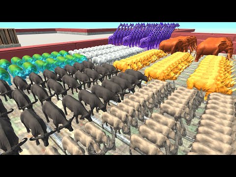 Race to get a run eat Pink PIG - Animal Revolt Battle Simulator