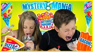 DUM DUMS MYSTERY MANIA CHALLENGE! 13 FLAVORS! PIZZA POPCORN BACON LOLLYPOP TASTE TEST by PLP TV