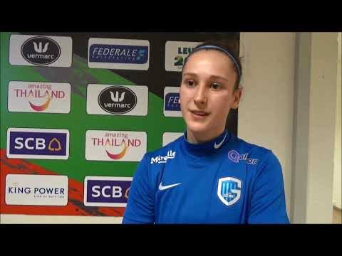 Interview met Gwen Duijsters  na de Belgium Super League wedstrijd OHL Vrouwen vs KRC Genk Ladies