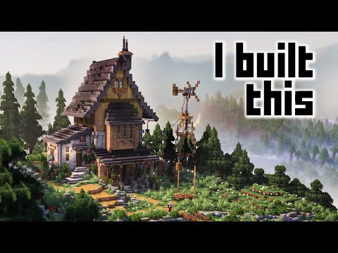 Building a realistic Mountain Hut in MINECRAFT | (Full Interior) | Timelapse
