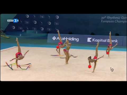 Group Russia 3 Balls 2 Ribbons Final European RG Championships Baku 2014