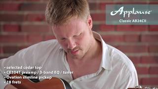 Video thumbnail for Comparison Applause Classic AB24CII / Ovation Celebrity Classic CS24C-4 / Ovation Classic 1773AX-4 by GEWA guitars