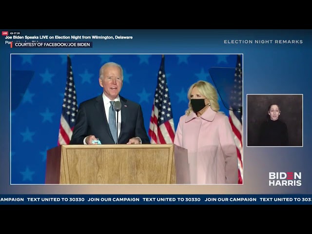 WATCH: Joe Biden addresses voters as election results pending