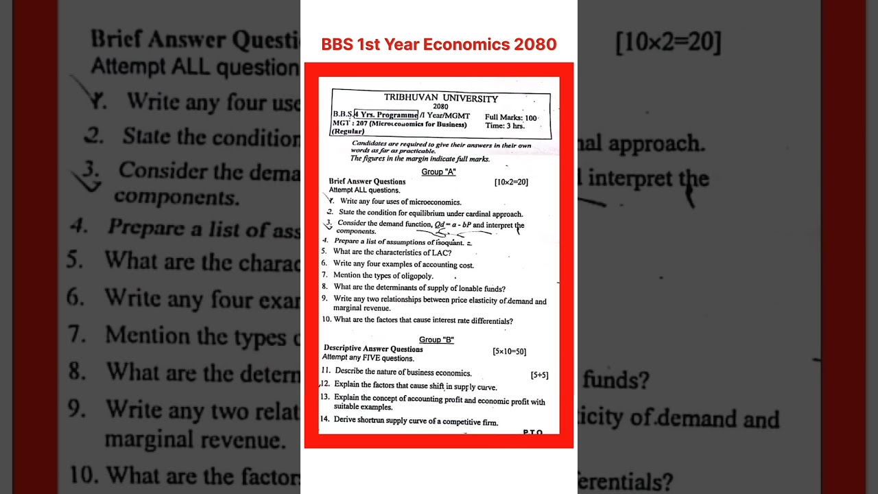 Bbs 1st year Economics Question paper 2080 exam ❤️😍 Microeconomics for business😍micro-economics 2080