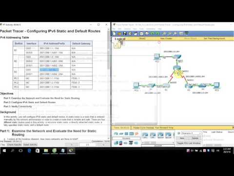 [CCNA S2] 6.2.4.4 Packet Tracer - Configuring IPv6 Static and Default Routes