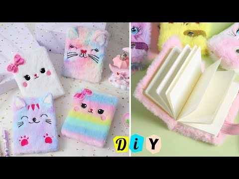 DIY Kawaii Cat Notebook at Home _ How to make a Cute Rainbow Cat Notebook