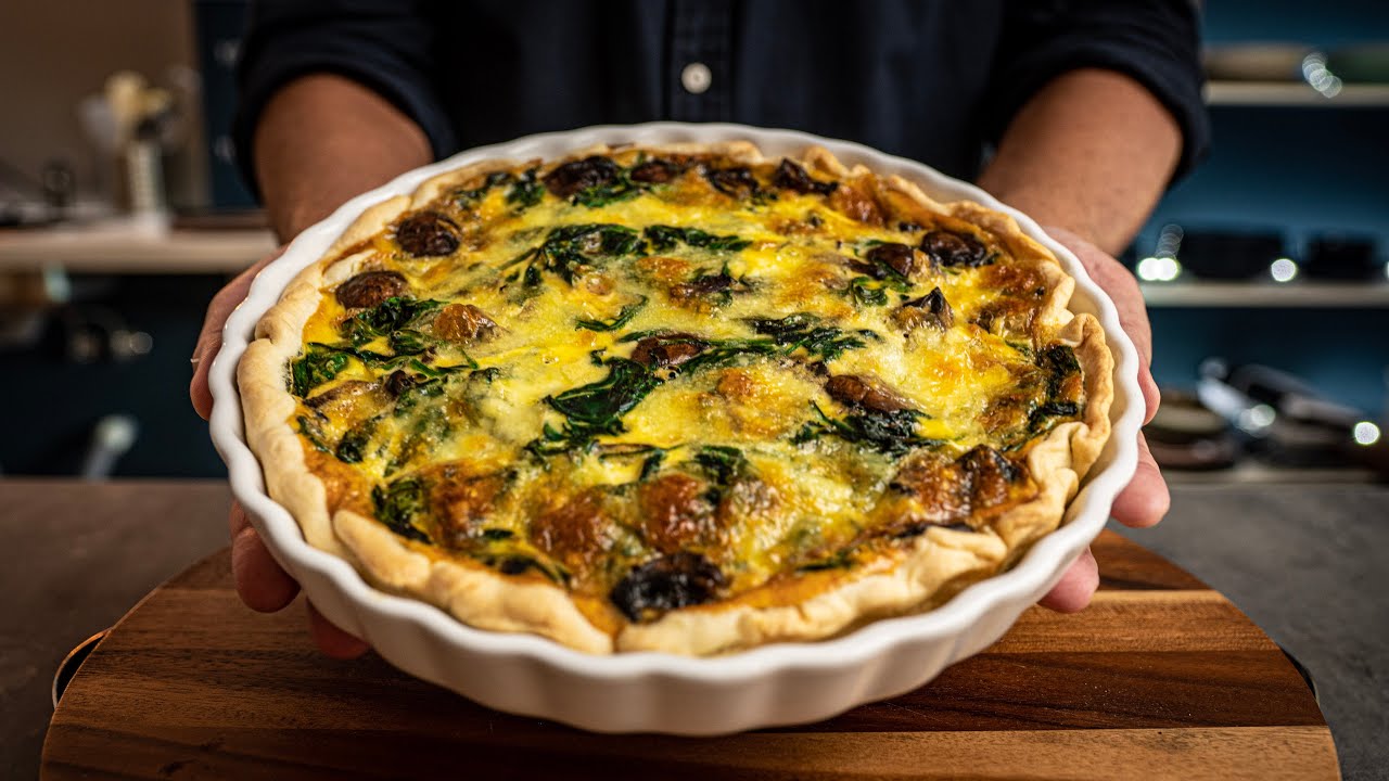 Quiche de Cogumelos e Espinafres