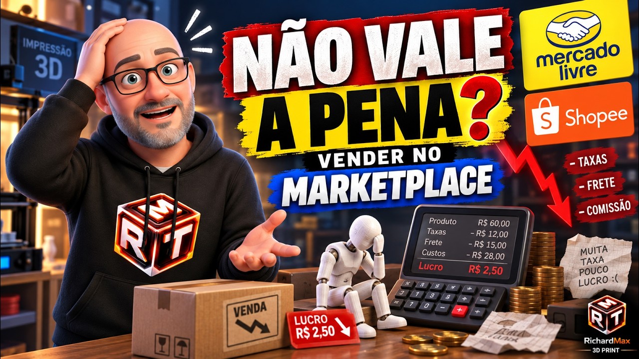 Vídeo do RichardMax3D: vender impressão 3D no Mercado Livre vale a pena