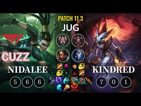 T1 Cuzz Nidalee vs Kindred Jungle - KR Patch 11.3