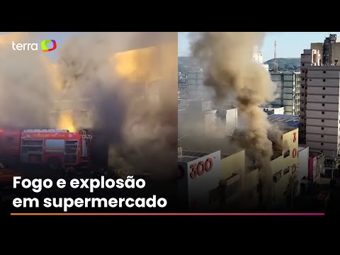 Bombeiros são atingidos por explosão em mercado no Rio Grande do Sul