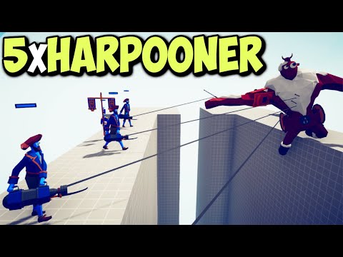 5x Harpooner vs Every Faction 5v1 - Totally Accurate Battle Simulator TABS