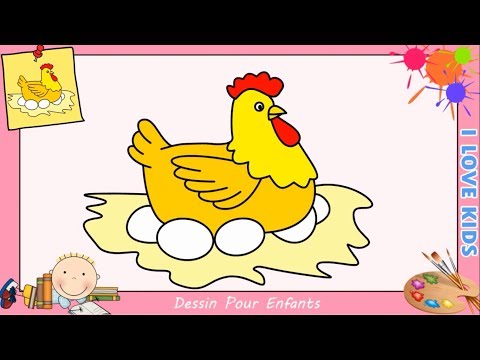 Dessin poule FACILE etape par etape - Comment dessiner une poule FACILEMENT 6
