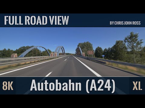 Autobahn (A24), Germany: Gudow - Wittenburg - Kreuz Schwerin - Neustadt-Glewe - 8K (60p) XL-Video