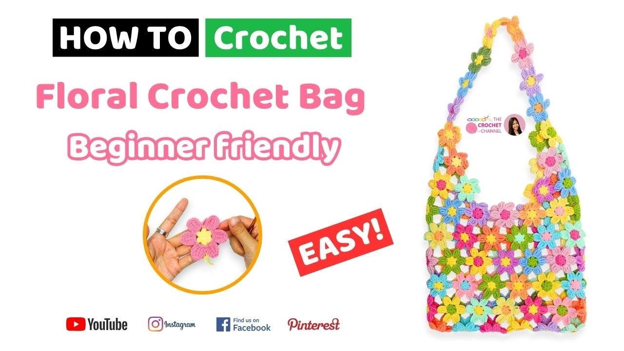 Crochet Flower Bag Tutorial | Join as you go
