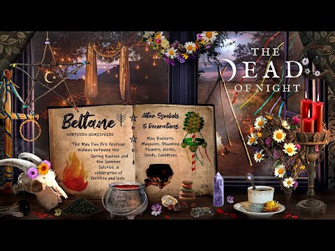 Witch's Beltane Altar Ambience 🧹🕯️🌼🔥💈 | May Day Fire Festival | Witch ASMR & Evening/Bonfire Sounds