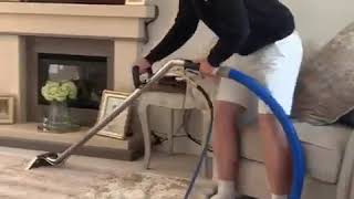 Carpet cleaning process with new machine